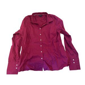 Lands End Tailored Pink Button Down Dress Shirt Womens Size 18